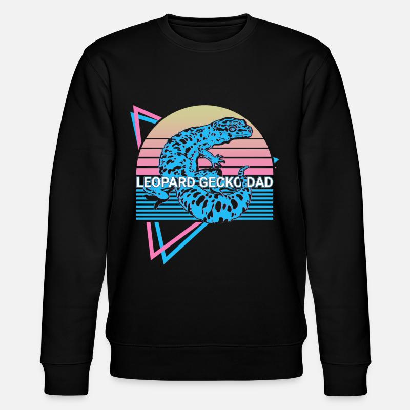 Leopard Gecko Papa Retro - Stanley/Stella CHANGER Unisex Organic Sweatshirt - black