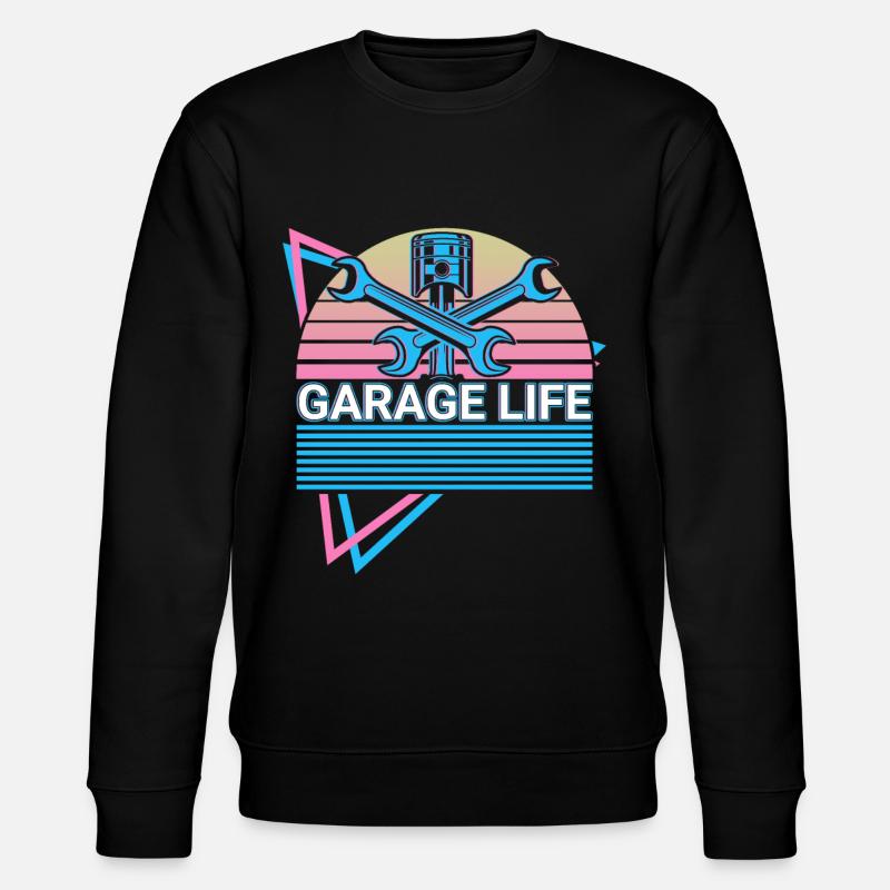 Funny Mechanic Retro - Stanley/Stella CHANGER Unisex Organic Sweatshirt - black
