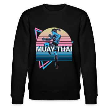 Muay Thai Kickboxen Retro - Stanley/Stella Unisex Bio-Sweatshirt CHANGER  - Schwarz - Vorne - Nik (191cm) & Marisol (170cm)
