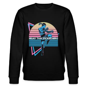 Muay Thai Kickboxen Retro - Stanley/Stella Unisex Bio-Sweatshirt CHANGER  - Schwarz - Vorne - Nik (191cm) & Marisol (170cm)