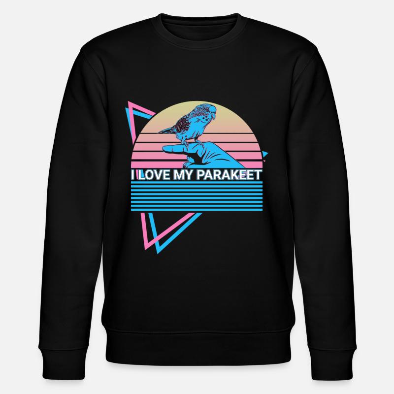 Budgie Parakeet Retro - Stanley/Stella CHANGER Unisex Organic Sweatshirt - black