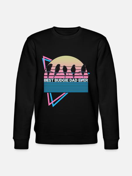 Budgie Parakeet Retro - Stanley/Stella CHANGER Unisex Organic Sweatshirt - black