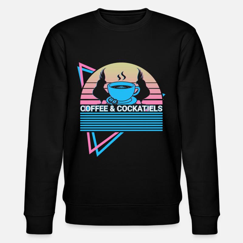 Café et cockatiels rétro - Sweat bio CHANGER Stanley/Stella Unisexe - noir