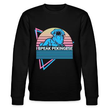 Ich spreche Pekinesisch Retro - Stanley/Stella Unisex Bio-Sweatshirt CHANGER  - Schwarz - Vorne - Nik (191cm) & Marisol (170cm)