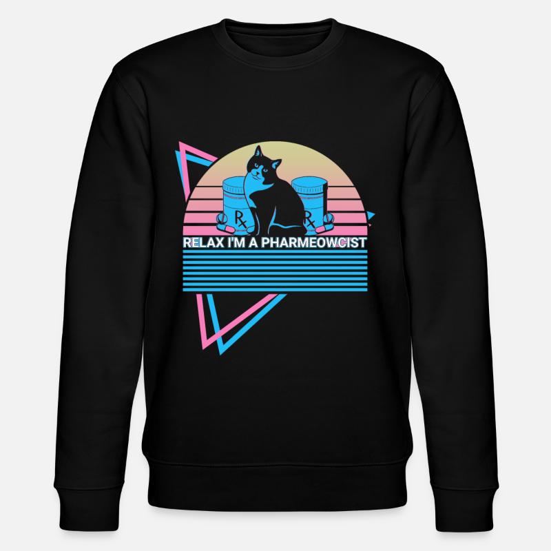 Pharmacist Pharmacy Cat Retro - Stanley/Stella CHANGER Unisex Organic Sweatshirt - black