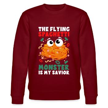 FSM Pastafarian - Stanley/Stella Unisex Bio-Sweatshirt CHANGER  - Burgunderrot - Vorne - Nik (191cm) & Marisol (170cm)