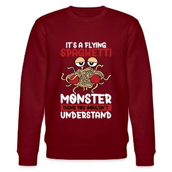 FSM Pastafarian - Stanley/Stella Unisex Bio-Sweatshirt CHANGER  - Burgunderrot - Vorne - Nik (191cm) & Marisol (170cm)
