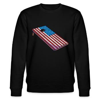 Cornhole Corn Hole Patriotisch - Stanley/Stella Unisex Bio-Sweatshirt CHANGER  - Schwarz - Vorne - Nik (191cm) & Marisol (170cm)