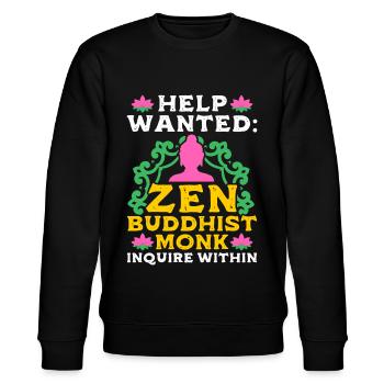 Buddhism Buddha - Stanley/Stella CHANGER Unisex Organic Sweatshirt - black - Front - Nik (191cm) & Marisol (170cm)