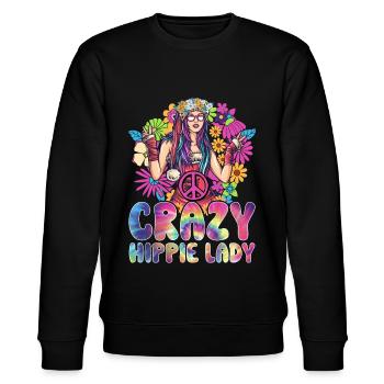 Lustige Hippie Peace Girl Krawatte Färben - Stanley/Stella Unisex Bio-Sweatshirt CHANGER  - Schwarz - Vorne - Nik (191cm) & Marisol (170cm)
