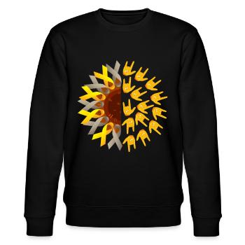 Gehörlosenstolz ASL - Stanley/Stella Unisex Bio-Sweatshirt CHANGER  - Schwarz - Vorne - Nik (191cm) & Marisol (170cm)