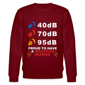Deaf Pride ASL - Stanley/Stella CHANGER Unisex Organic Sweatshirt - burgundy - Front - Nik (191cm) & Marisol (170cm)