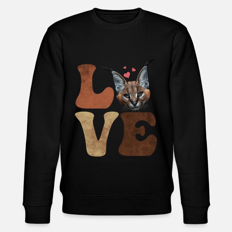 Großer Floppa Karakal Katze Meme - Stanley/Stella Unisex Bio-Sweatshirt CHANGER  - Schwarz