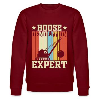 Funny Wrecking Ball Crane - Stanley/Stella CHANGER Unisex Organic Sweatshirt - burgundy - Front - Nik (191cm) & Marisol (170cm)