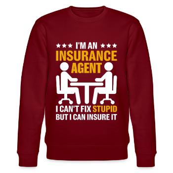 Komischer Broker - Stanley/Stella Unisex Bio-Sweatshirt CHANGER  - Burgunderrot - Vorne - Nik (191cm) & Marisol (170cm)