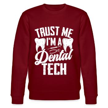 Funny technician for dental lab - Stanley/Stella CHANGER Unisex Organic Sweatshirt - burgundy - Front - Nik (191cm) & Marisol (170cm)