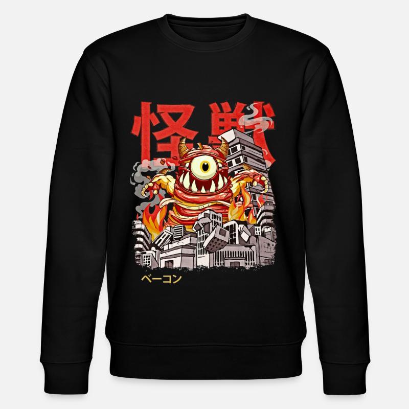 Kaiju Bacon Japanese Anime Monster Eyeball - Stanley/Stella CHANGER Unisex Organic Sweatshirt - black