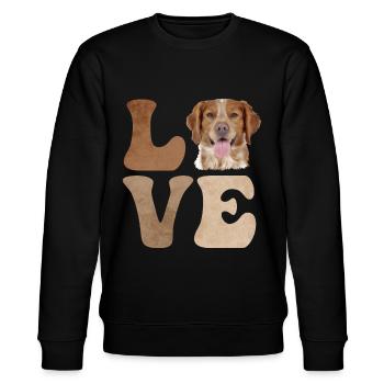 Brittany Spaniel Chien LOVE - Sweat bio CHANGER Stanley/Stella Unisexe - noir - Devant - Nik (191cm) & Marisol (170cm)