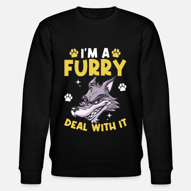 Furry Fandom Fursona Fursuit Wolf - Stanley/Stella Unisex Bio-Sweatshirt CHANGER - Schwarz