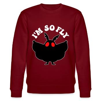 Mothman Kryptide Kryptozoologie - Stanley/Stella Unisex Bio-Sweatshirt CHANGER  - Burgunderrot - Vorne - Nik (191cm) & Marisol (170cm)