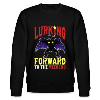 Mothman Kryptide Kryptozoologie - Stanley/Stella Unisex Bio-Sweatshirt CHANGER  - Schwarz - Vorne - Nik (191cm) & Marisol (170cm)