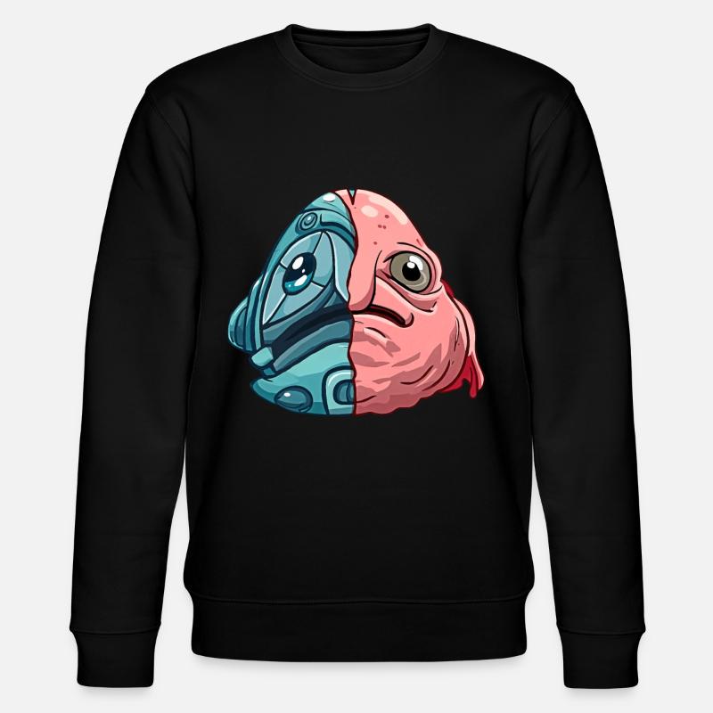 Kawaii Blobfisch Cyber-Roboter - Stanley/Stella Unisex Bio-Sweatshirt CHANGER  - Schwarz