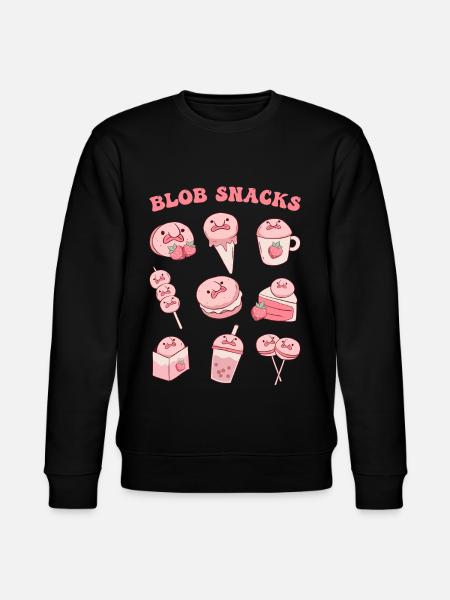 Kawaii Blobfish Strawberry Snacks - Stanley/Stella CHANGER Unisex Organic Sweatshirt - black