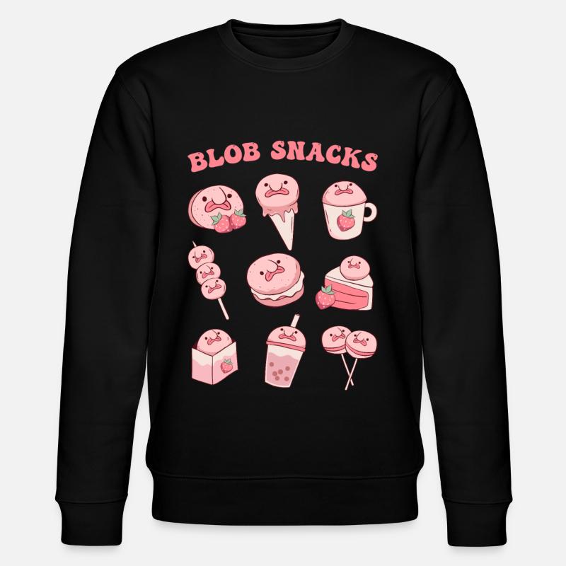 Kawaii Blobfisch-Erdbeer-Snacks - Stanley/Stella Unisex Bio-Sweatshirt CHANGER  - Schwarz