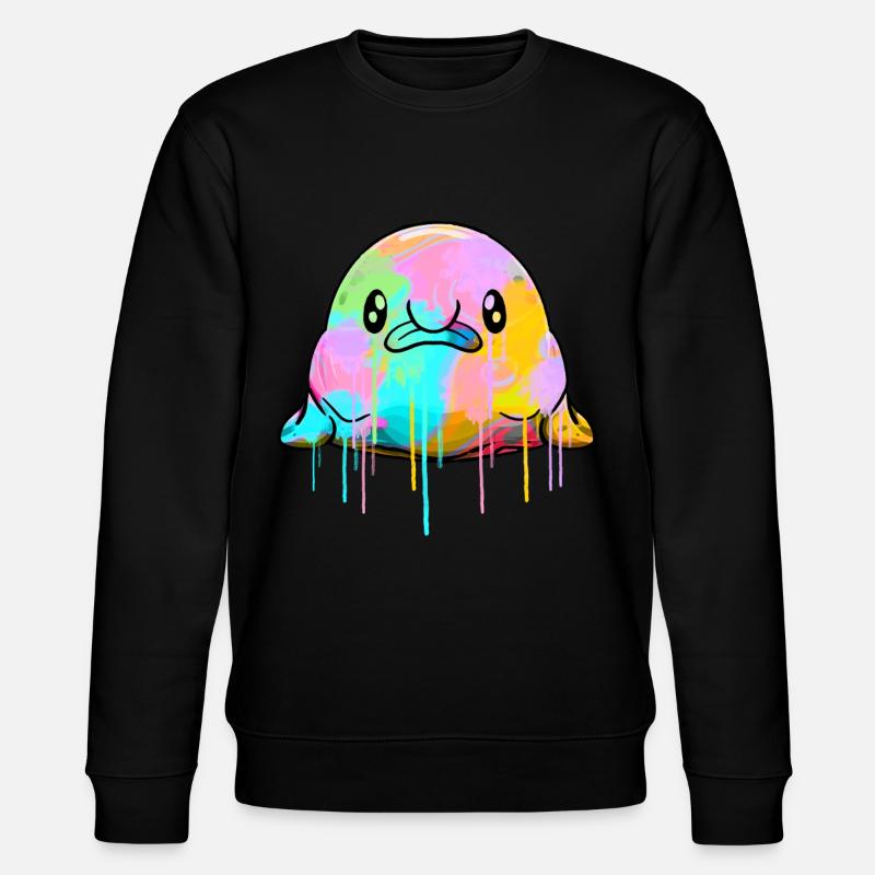 Kawaii Blobfish Dripping Paint - Stanley/Stella CHANGER Unisex Organic Sweatshirt - black