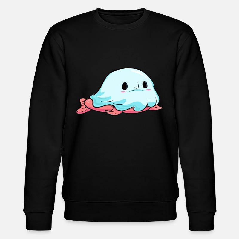 Kawaii Halloween Blobfish Ghost Boo - Stanley/Stella CHANGER Unisex Organic Sweatshirt - black