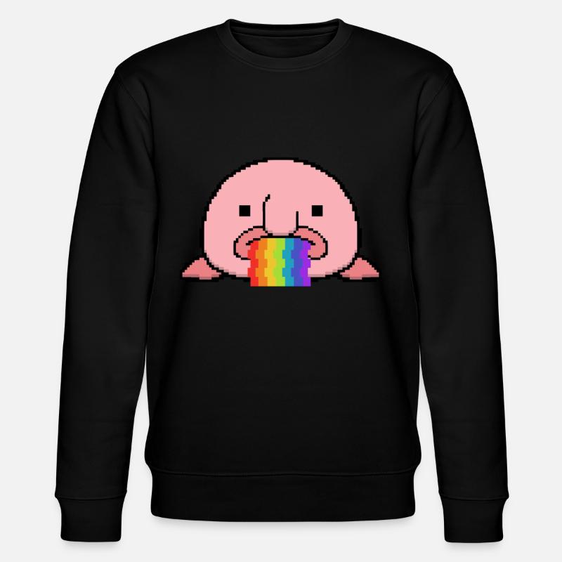 Blobfish Rainbow Pixel - Stanley/Stella CHANGER Unisex Organic Sweatshirt - black