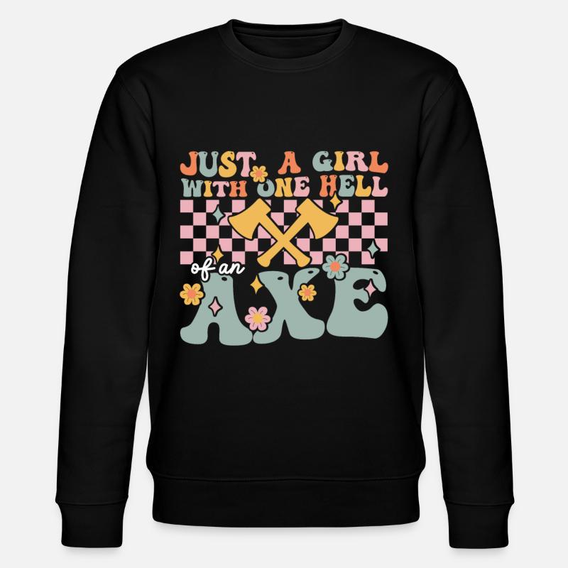 Groovy Axtwerfendes Mädchen - Stanley/Stella Unisex Bio-Sweatshirt CHANGER  - Schwarz