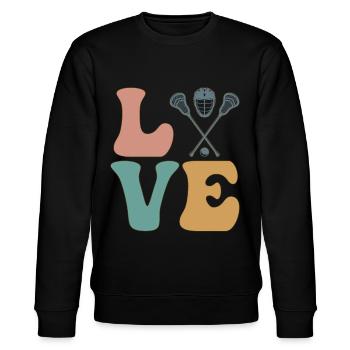 Lacrosse Spieler Lax Coach Team Trainer - Stanley/Stella Unisex Bio-Sweatshirt CHANGER  - Schwarz - Vorne - Nik (191cm) & Marisol (170cm)
