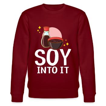 Japanese soy sauce - Stanley/Stella CHANGER Unisex Organic Sweatshirt - burgundy - Front - Nik (191cm) & Marisol (170cm)