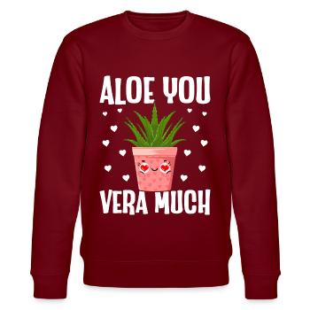Funny Succulent Aloe Vera - Stanley/Stella CHANGER Unisex Organic Sweatshirt - burgundy - Front - Nik (191cm) & Marisol (170cm)