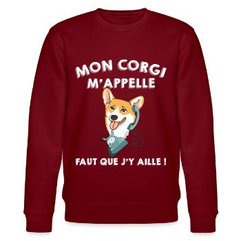 Mein Corgi Hund nennt mich Humor Geschenk - Stanley/Stella Unisex Bio-Sweatshirt CHANGER  - Burgunderrot - Vorne - Nik (191cm) & Marisol (170cm)