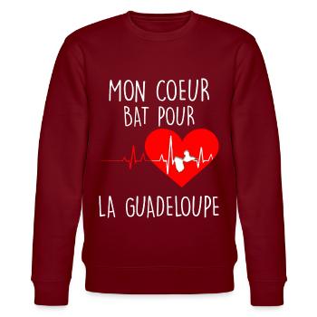 Hearbeat la Guadeloupe Battement de Coeur - Sweat bio CHANGER Stanley/Stella Unisexe - bordeaux - Devant - Nik (191cm) & Marisol (170cm)