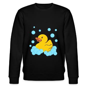 Badeente Gummiente - Stanley/Stella Unisex Bio-Sweatshirt CHANGER  - Schwarz - Vorne - Nik (191cm) & Marisol (170cm)