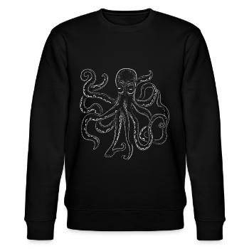 Gezeichnete Krake Illustration Kraken Squid Ward - Stanley/Stella Unisex Bio-Sweatshirt CHANGER  - Schwarz - Vorne - Nik (191cm) & Marisol (170cm)