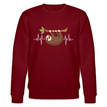 Herzschlag Faultier Kleidung EKG Ast Faultier - Stanley/Stella Unisex Bio-Sweatshirt CHANGER  - Burgunderrot - Vorne - Nik (191cm) & Marisol (170cm)