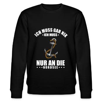 Ich Muss Gar Nichts - Ich Muss Nur An die Nordsee - Stanley/Stella Unisex Bio-Sweatshirt CHANGER  - Schwarz - Vorne - Nik (191cm) & Marisol (170cm)