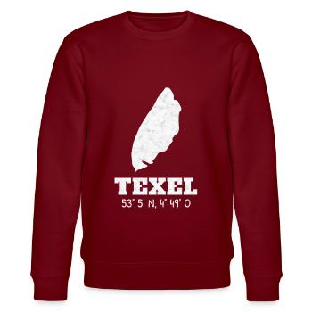 Texel Niederlande Holland Insel Koordinaten - Stanley/Stella Unisex Bio-Sweatshirt CHANGER  - Burgunderrot - Vorne - Nik (191cm) & Marisol (170cm)
