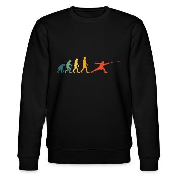 Fechter Evolution Fechtkampf Fechten Vintage Retro - Stanley/Stella Unisex Bio-Sweatshirt CHANGER  - Schwarz - Vorne - Nik (191cm) & Marisol (170cm)