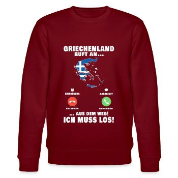 Griechenland Telefon Rhodos Urlaub Kreta Reise - Stanley/Stella Unisex Bio-Sweatshirt CHANGER  - Burgunderrot - Vorne - Nik (191cm) & Marisol (170cm)