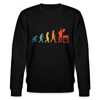 Bäcker Evolution Retro Bäckermeister Konditor - Stanley/Stella Unisex Bio-Sweatshirt CHANGER  - Schwarz - Vorne - Nik (191cm) & Marisol (170cm)