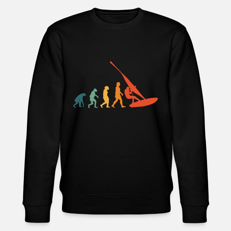 Windsurfer Evolution Retro Windsurfing Windsurf - Stanley/Stella Unisex Bio-Sweatshirt CHANGER  - Schwarz
