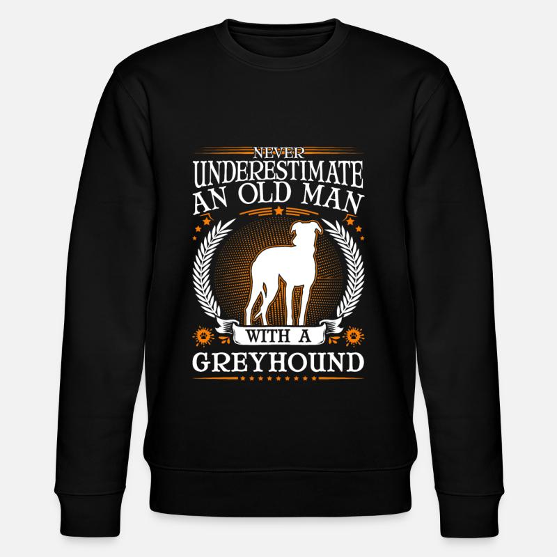Greyhound Alter Mann Britischer Windhund - Stanley/Stella Unisex Bio-Sweatshirt CHANGER  - Schwarz