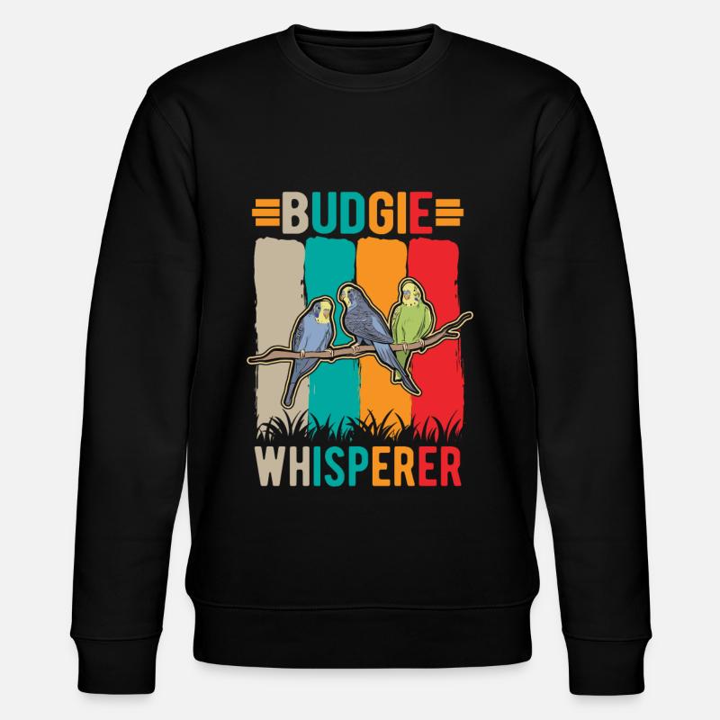 Budgerigar Whisperer Welli Parakeet - Stanley/Stella CHANGER Unisex Organic Sweatshirt - black