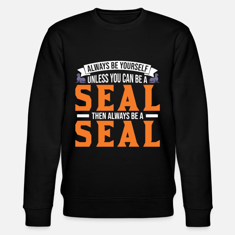 Robbe Geschenk Seal Seelöwe - Stanley/Stella Unisex Bio-Sweatshirt CHANGER - Schwarz