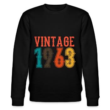 Geburtstag Papa Vintage 1963 - Stanley/Stella Unisex Bio-Sweatshirt CHANGER  - Schwarz - Vorne - Nik (191cm) & Marisol (170cm)